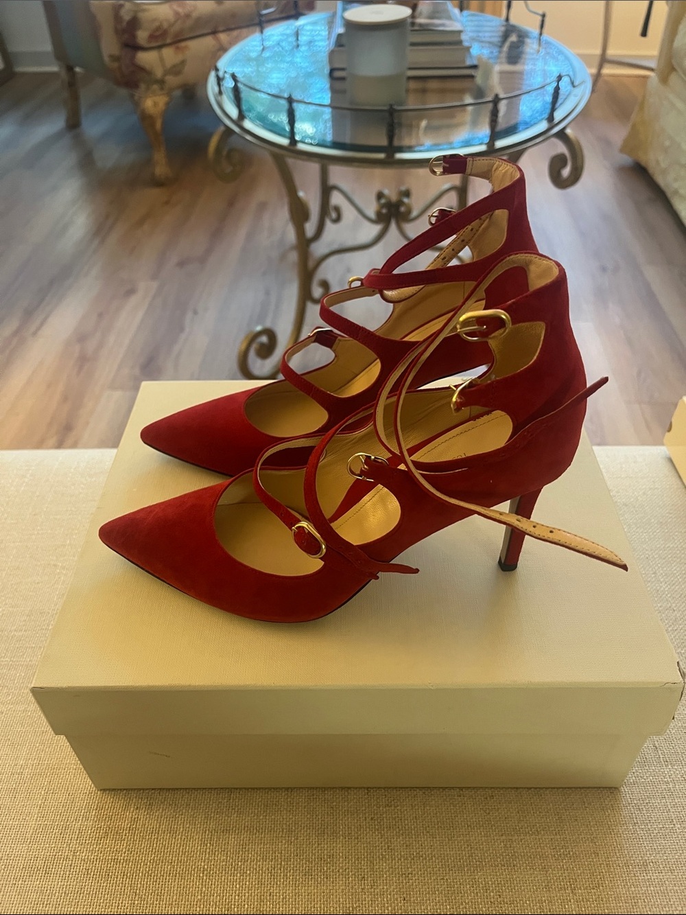 Marion Parke Mitchell Suede Heels in Classic Red - Picture 9 of 14